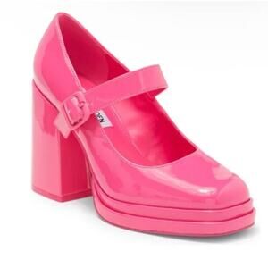 STEVE MADDEN Oaklee Mary Jane Pump Block Heel Hot Pink Barbie